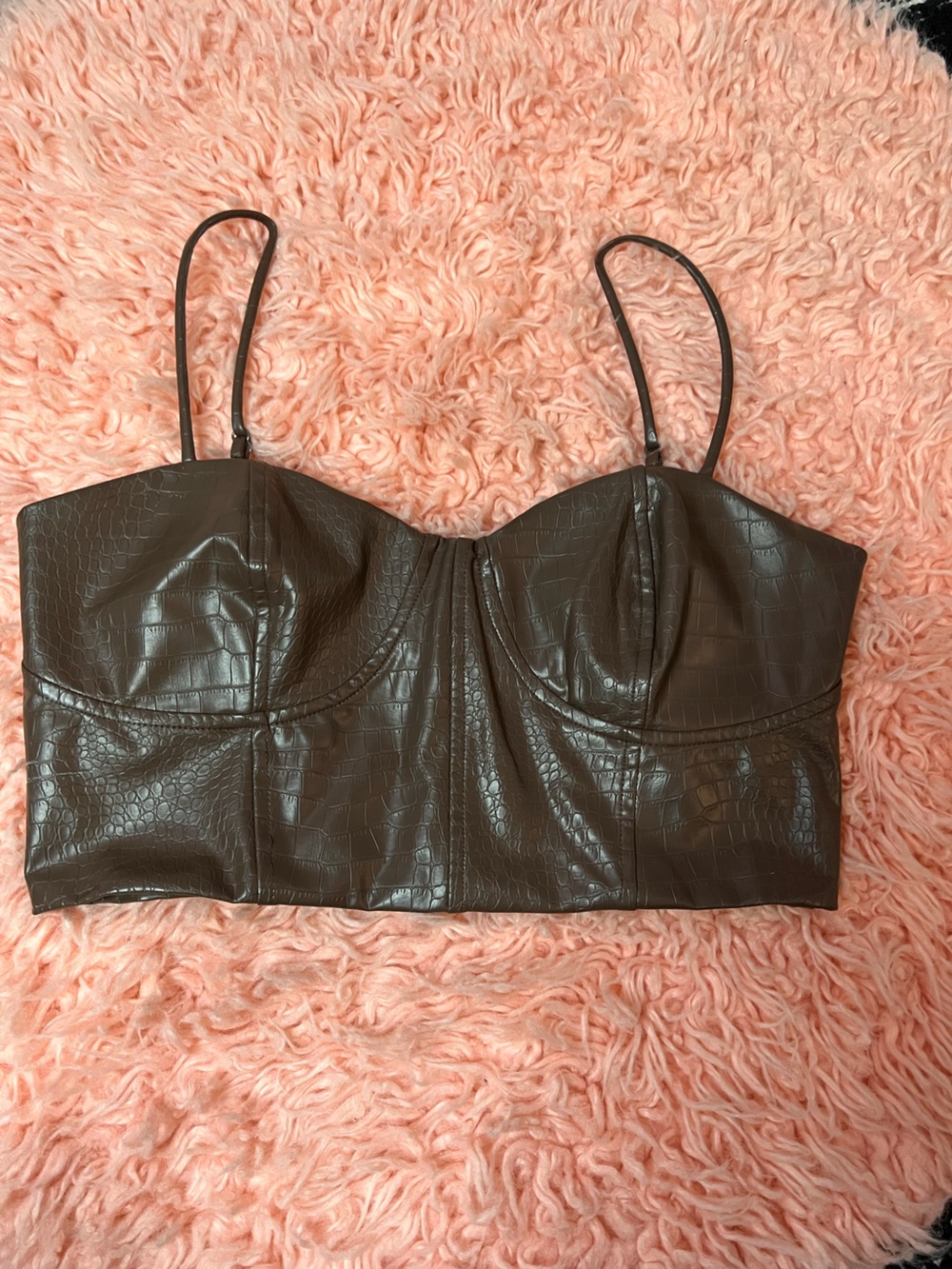 EXPRESS Faux Croc Crop Bustier Top – Size L